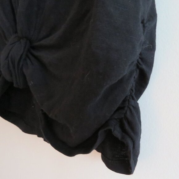 FRAME Knotted Roll-Sleeve T-Shirt in Black Cotton Minimalist Quiet Luxury - XS - Picture 7 of 9